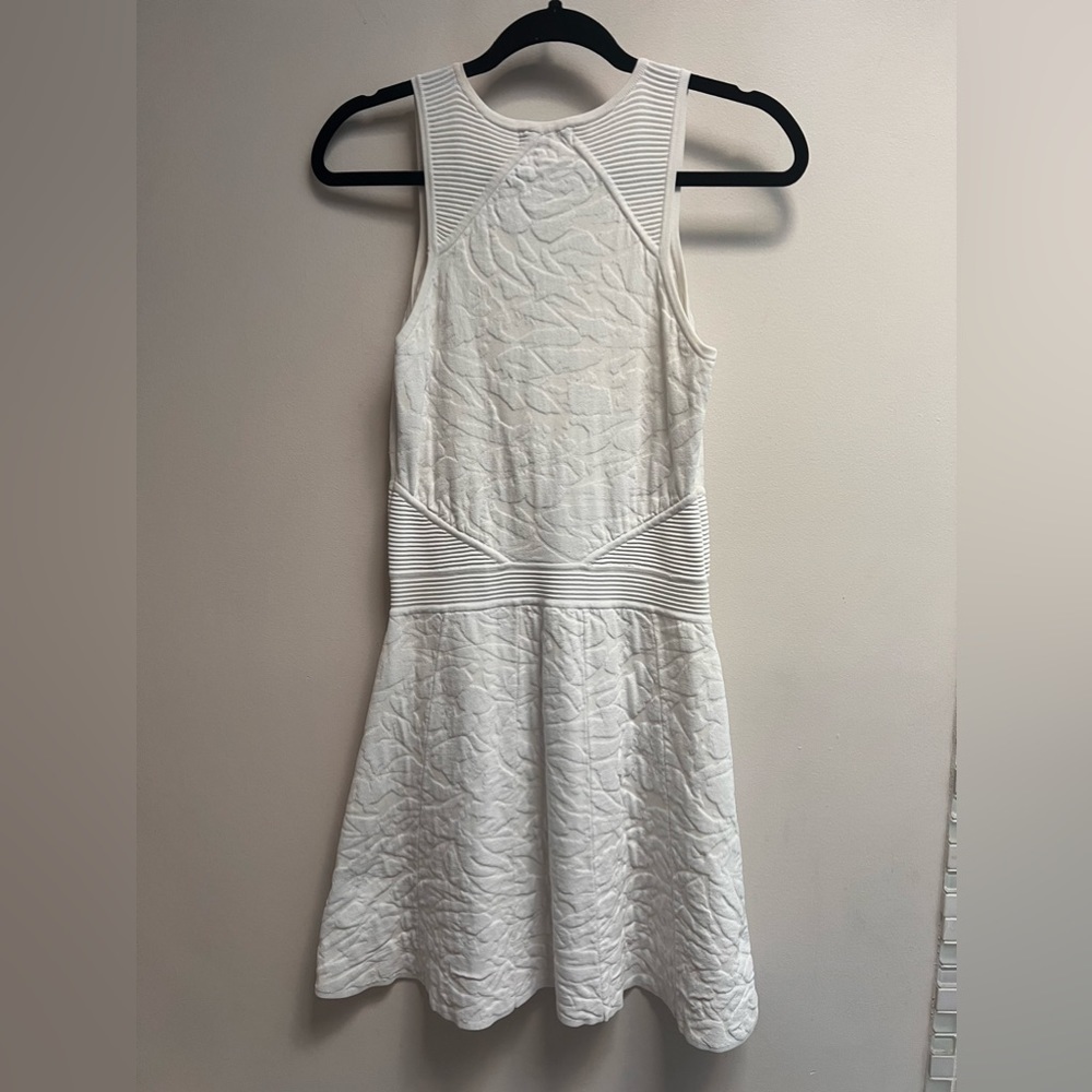 PARKER Womens White Textured V-Neck Sleeveless Fit & Flare Dress- Size S - Picture 4 of 7